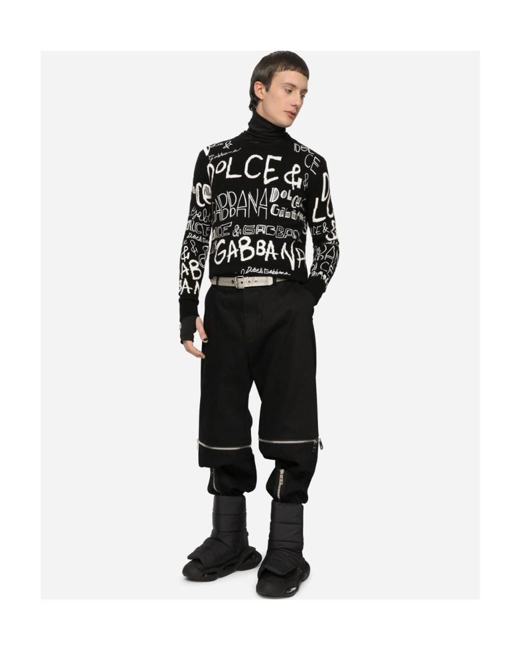 Dolce & Gabbana Black Logo-Detail Crew-Neck Jumper for men