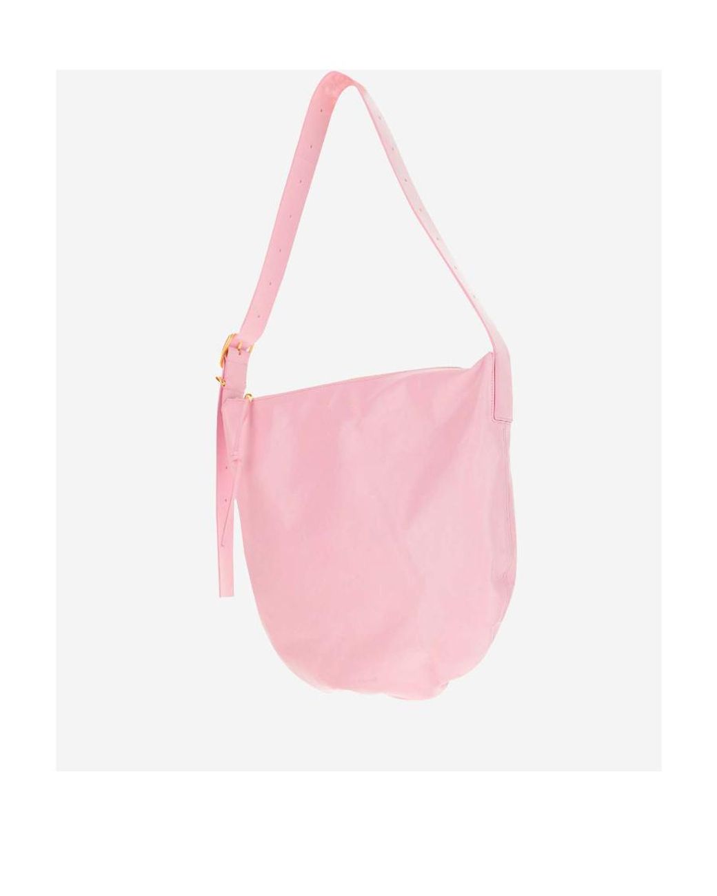 Jil Sander Pink Crinkled-Finish Zip-Up Medium Shoulder Bag