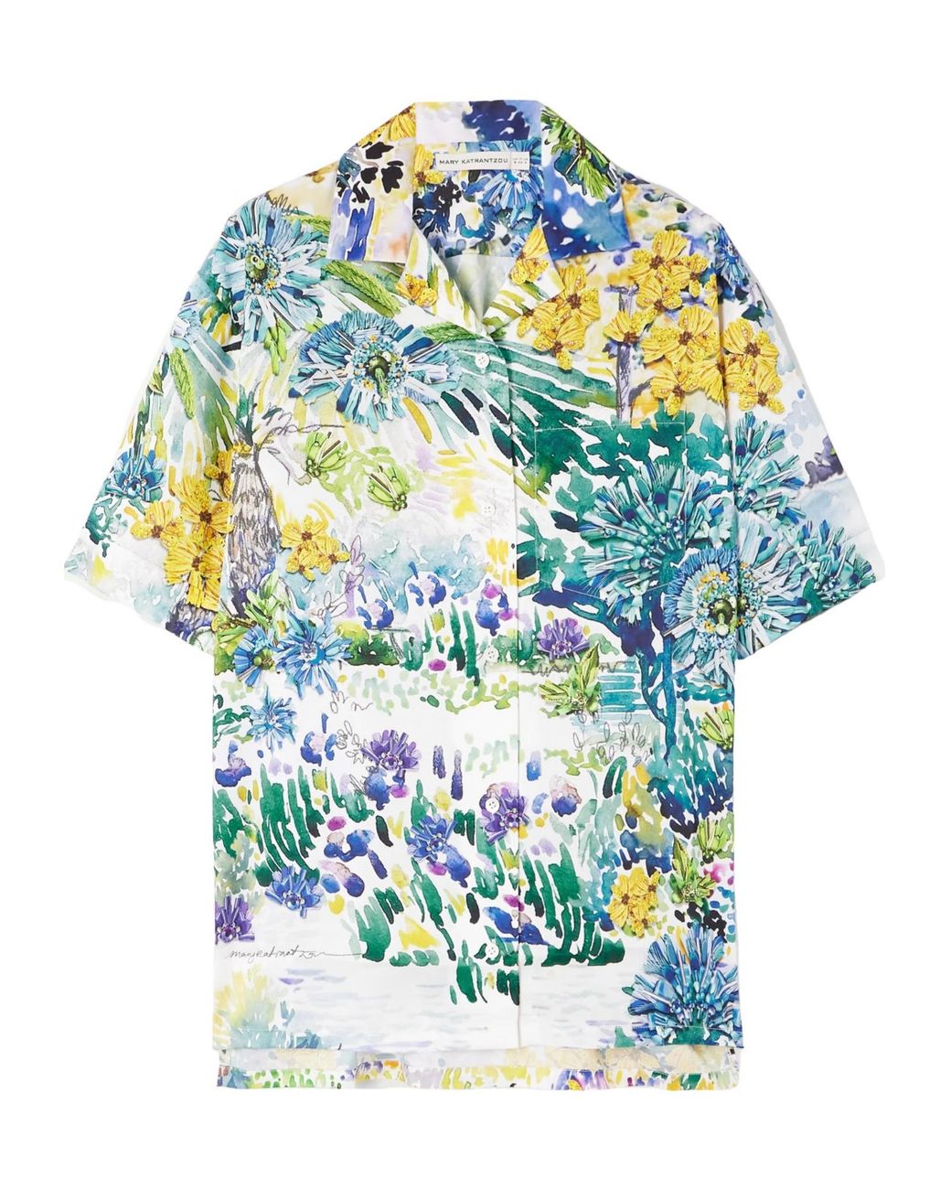 Mary Katrantzou Blue Printed Twill Shirt