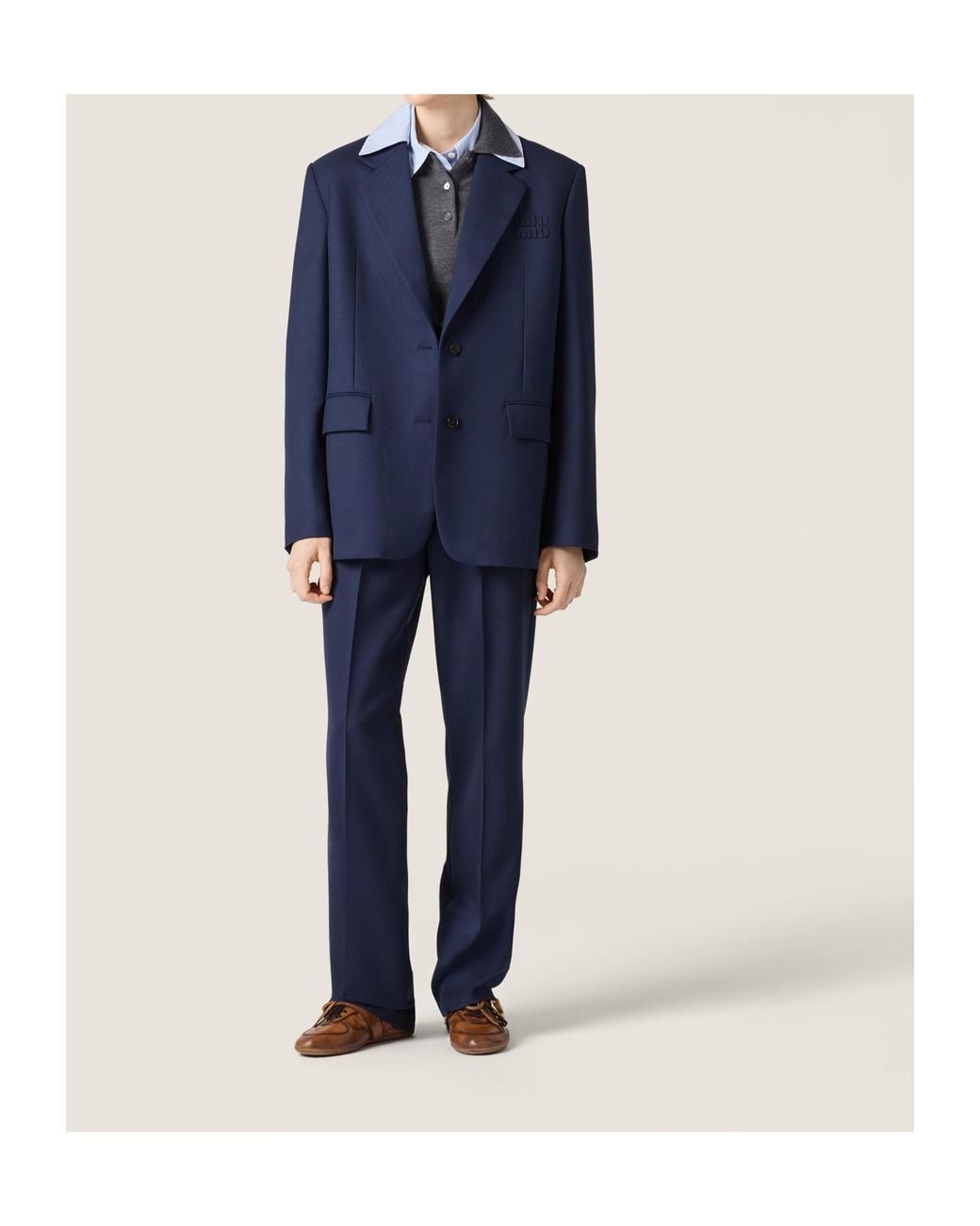 Miu Miu Blue Single Breasted Tailored Blazer
