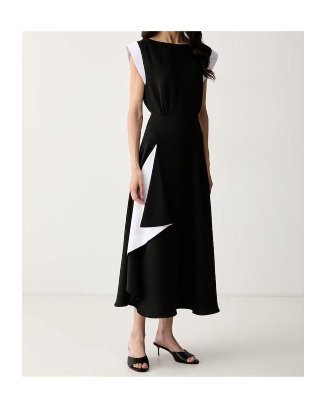 Karl Lagerfeld Black Draped Panelled Midi Dress