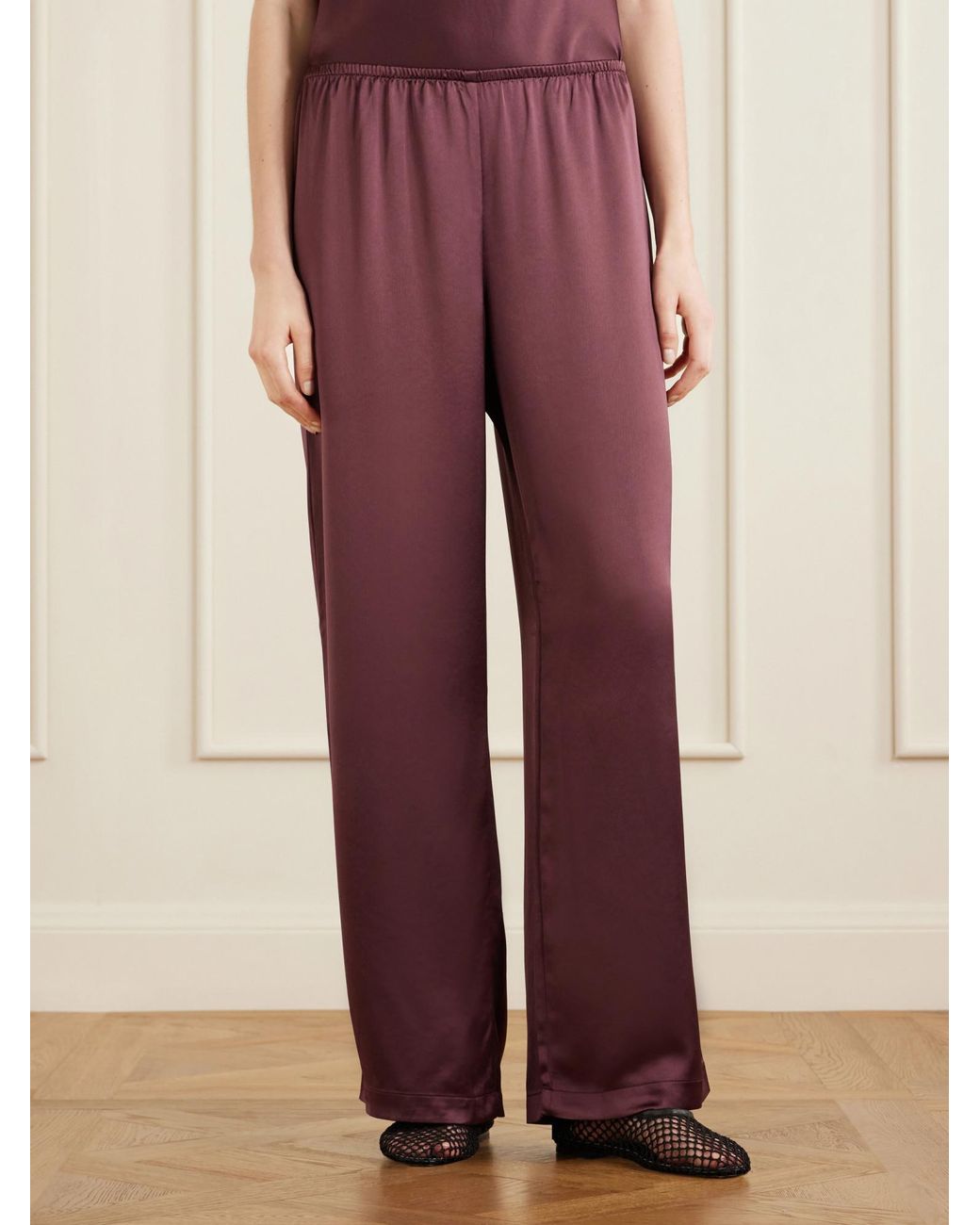 Leset Purple Barb Satin Wide-Leg Pants