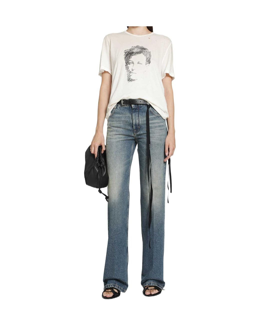Ann Demeulemeester Blue Distressed T-Shirt