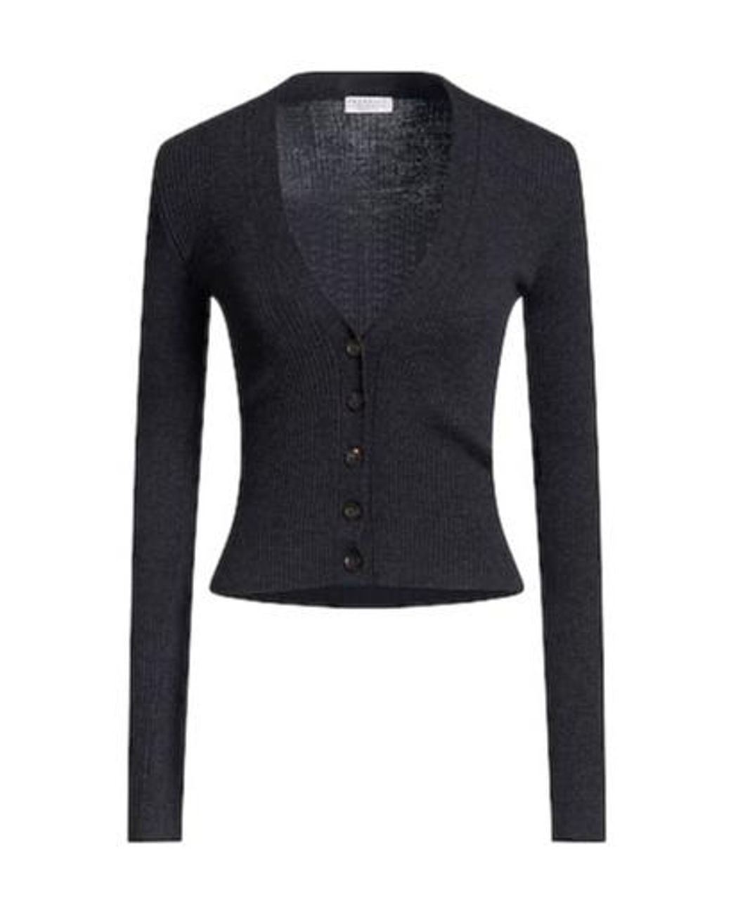 Brunello Cucinelli Blue Ribknit Longsleeve Cardigan