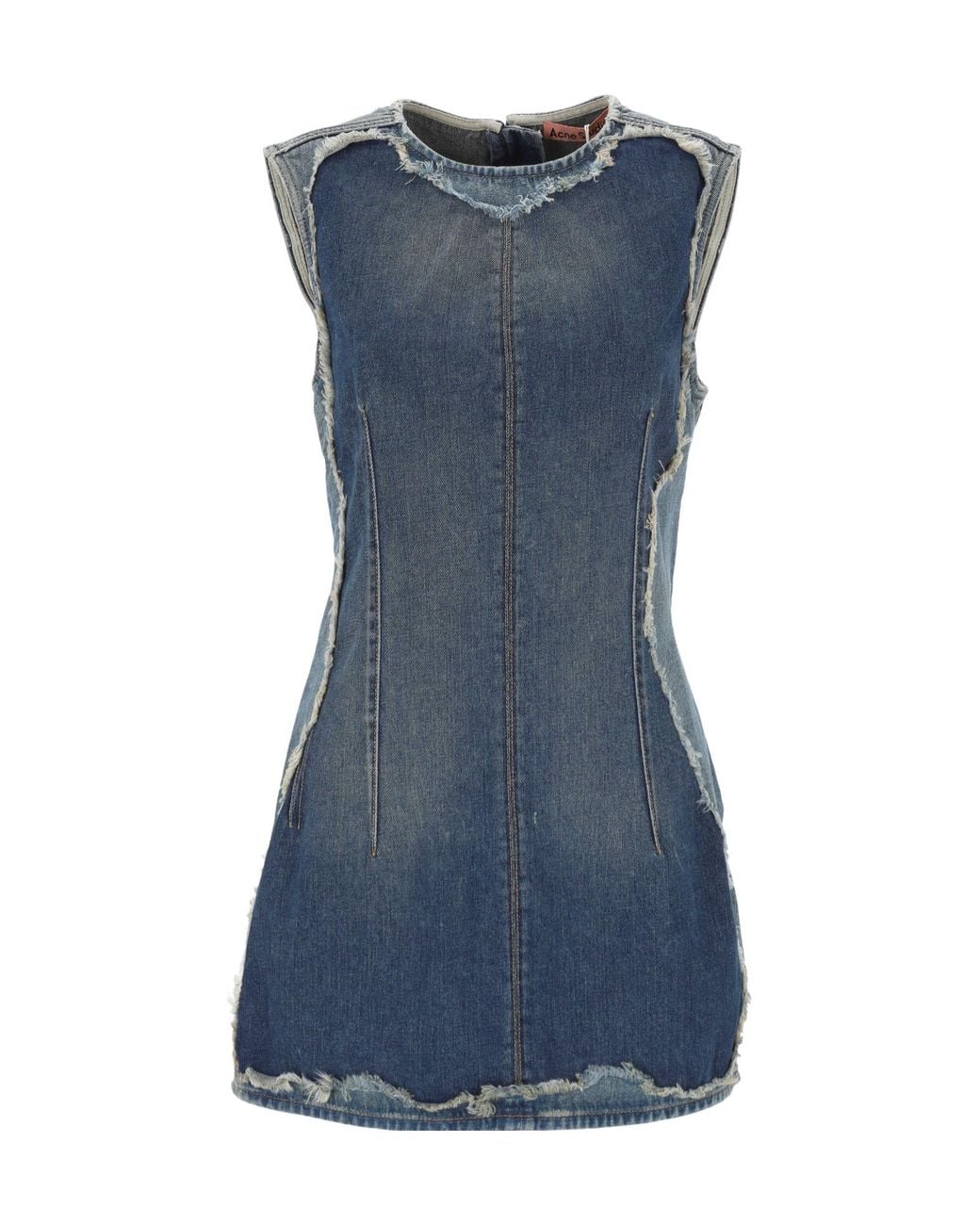 Acne Blue Raw Cut Edge Denim Mini Dress
