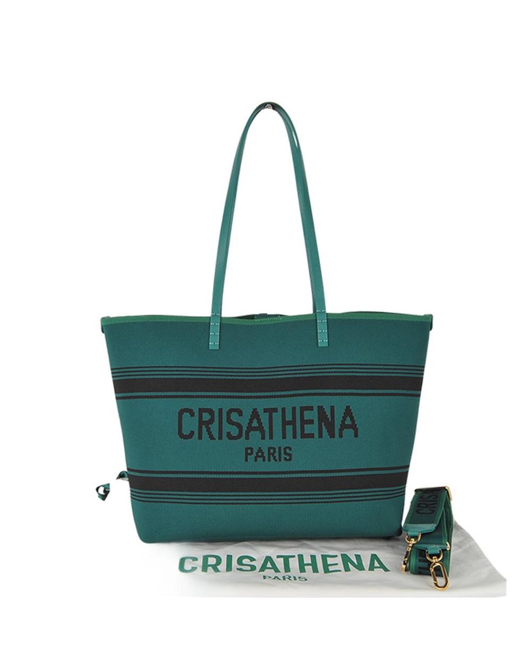 Crisathena Green Large Double Handle Shoulder Bag
