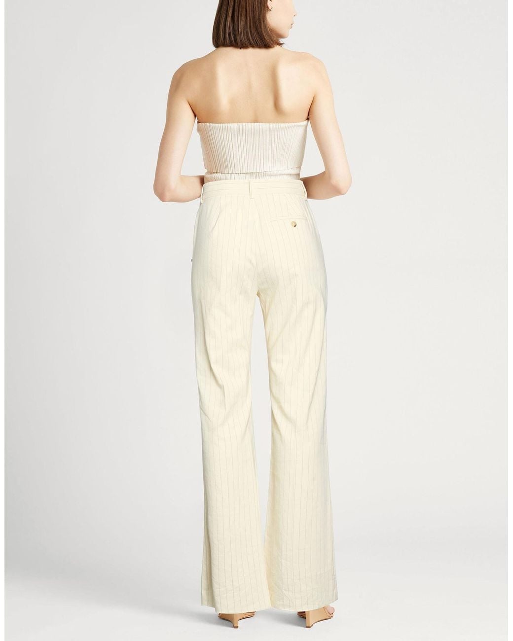 Sportmax White Vertical Striped Flared Pants
