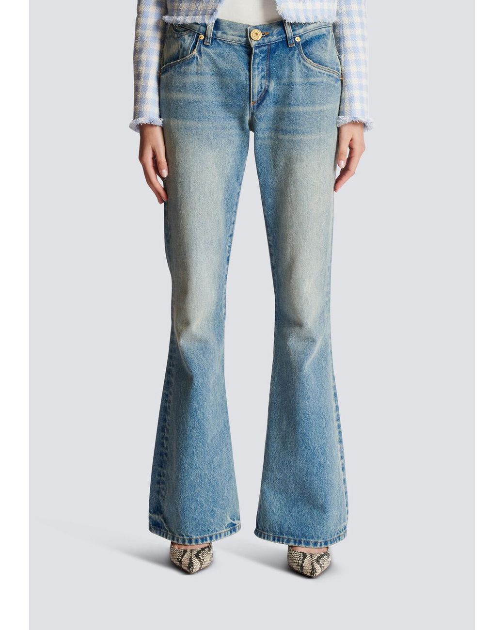 Balmain Blue Western Bootcut Denim Jeans