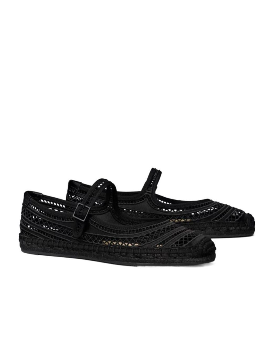 Tory Burch Black Open Weave Strap Espadrilles