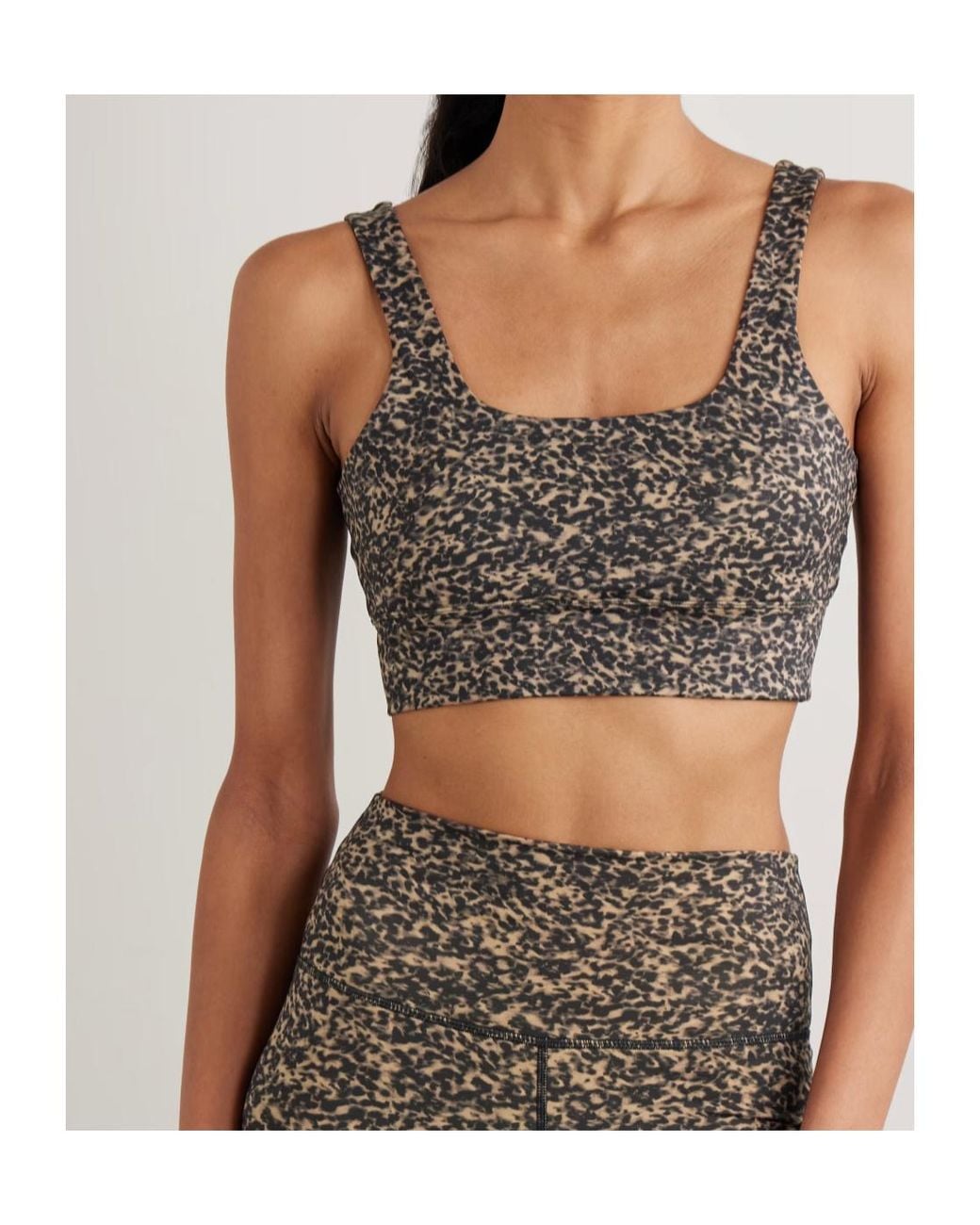 Varley Gray Cori Leopard-Print Freesoft Jersey Sports Bra