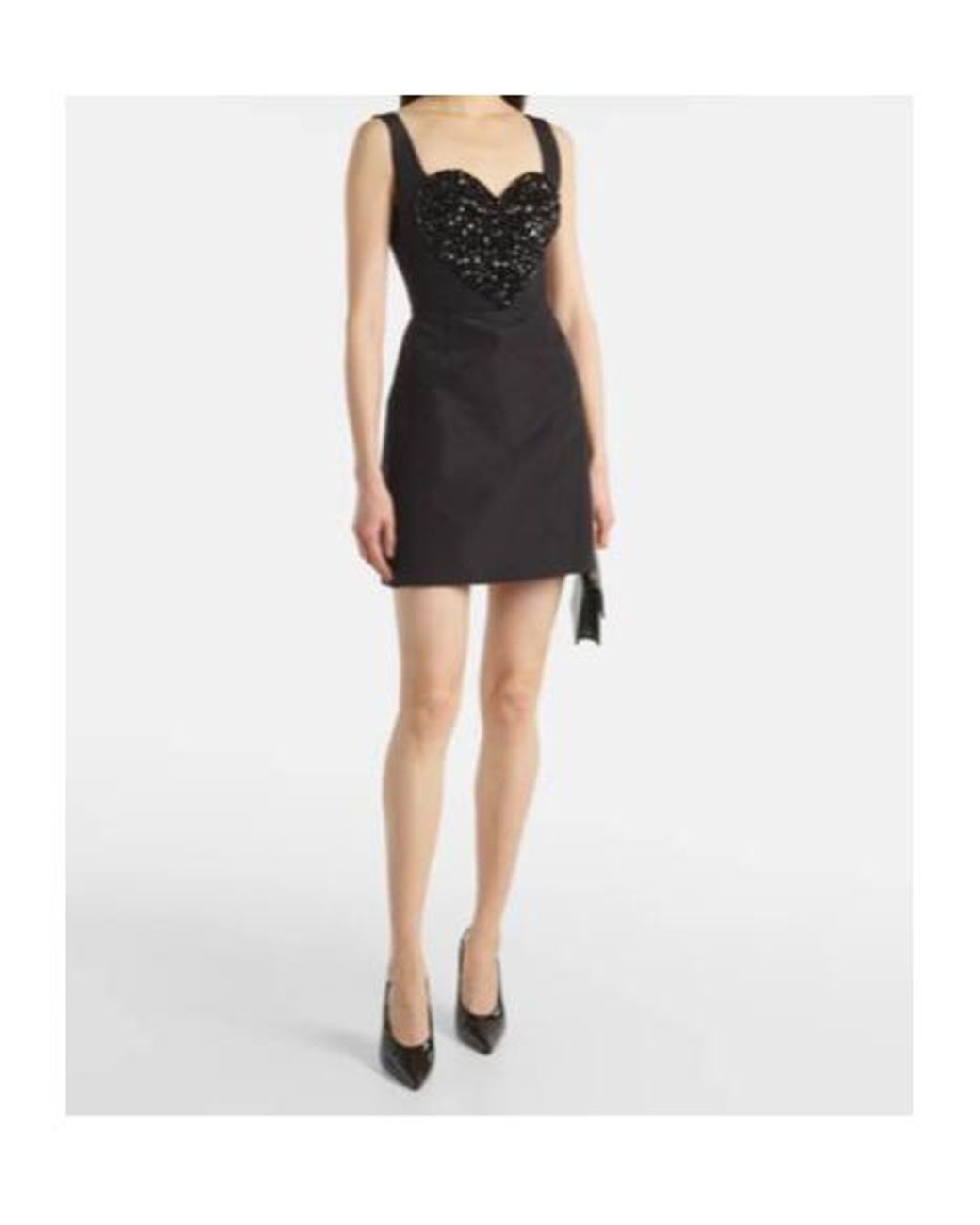 Carolina Herrera Black Embellished Silk Minidress