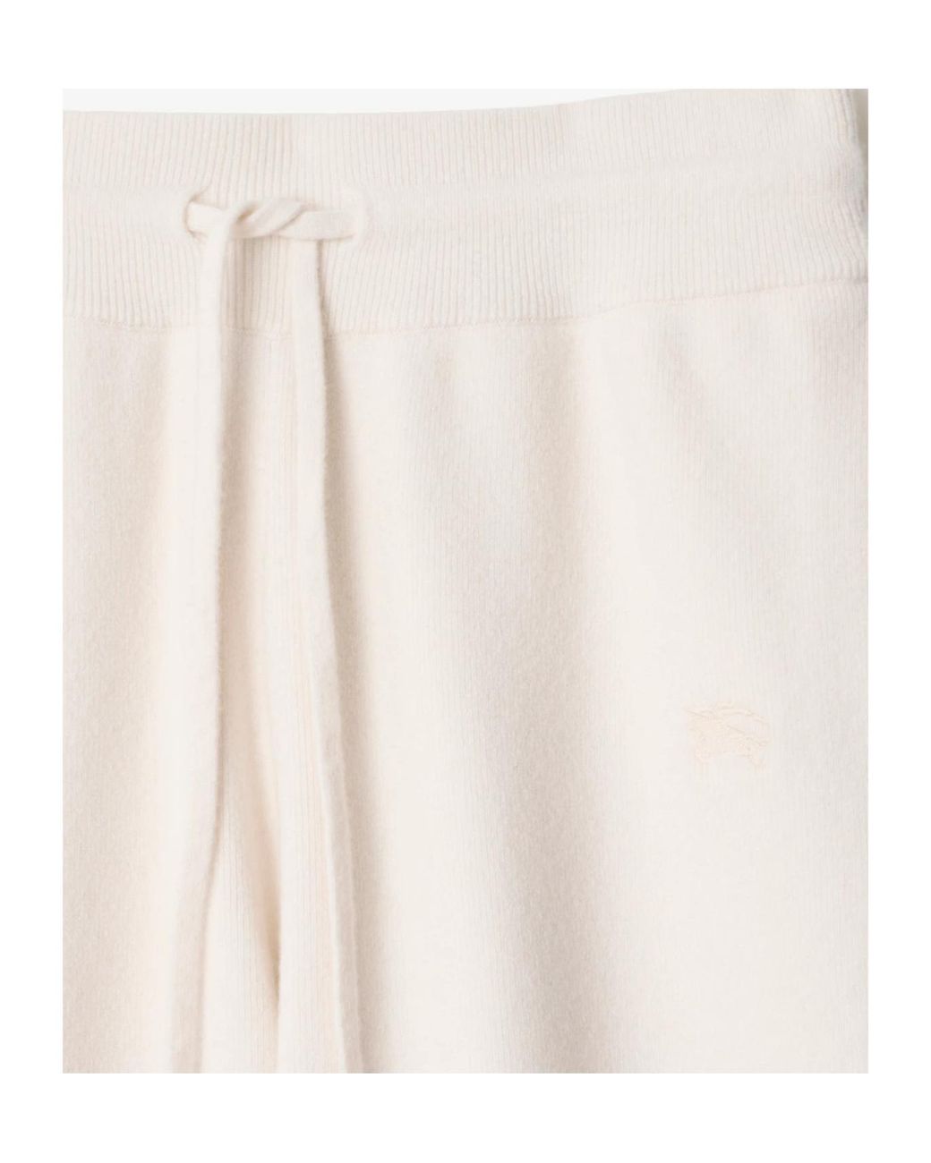 Burberry White Logo Embroidered Tapered Knitted Trousers