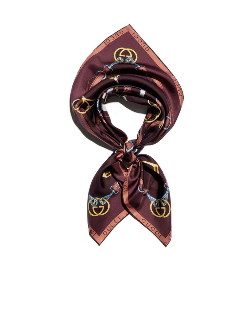 Gucci Red Printed Silk Twill Carré
