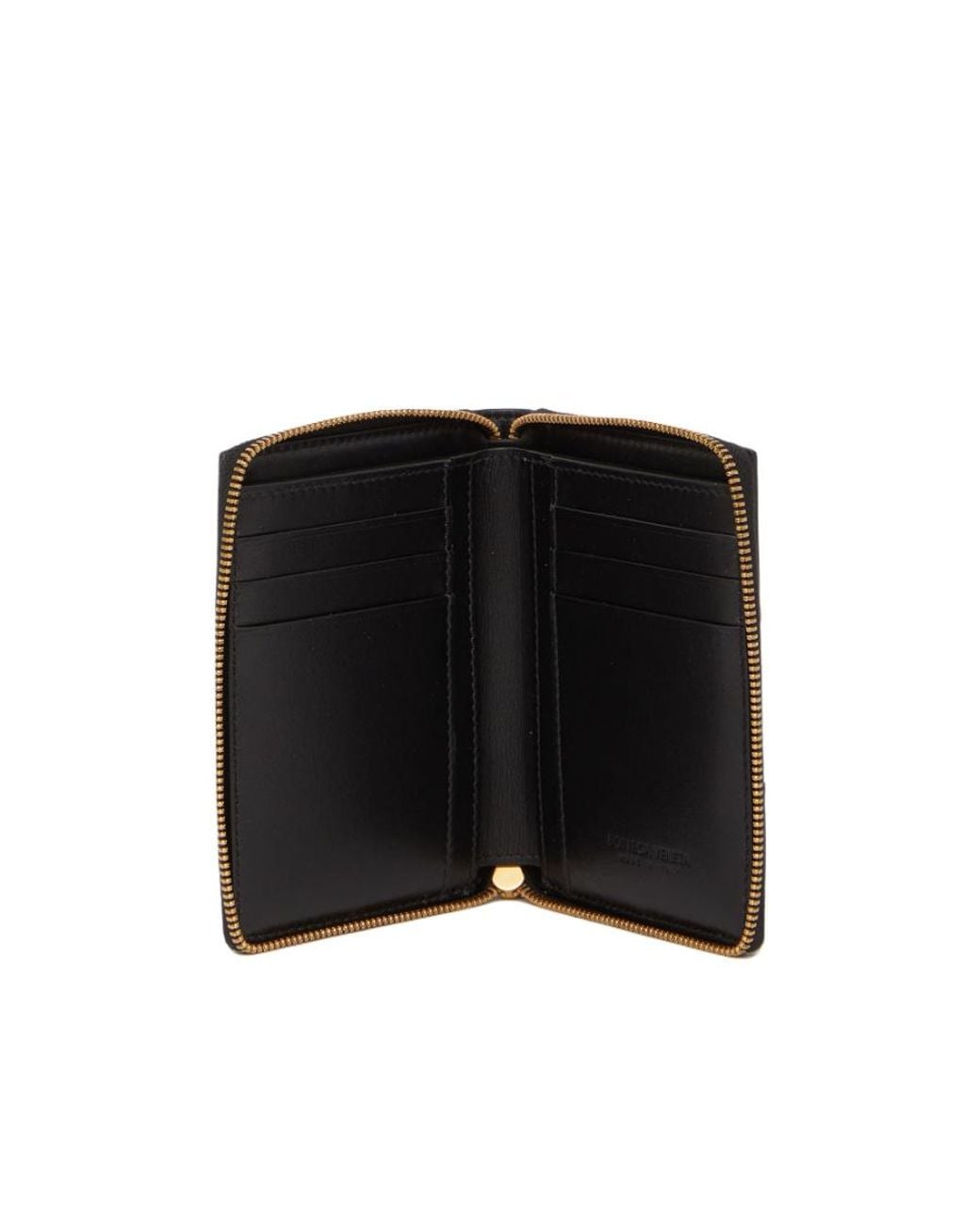 Bottega Veneta Black Intrecciato Zipped Bi-Fold Wallet