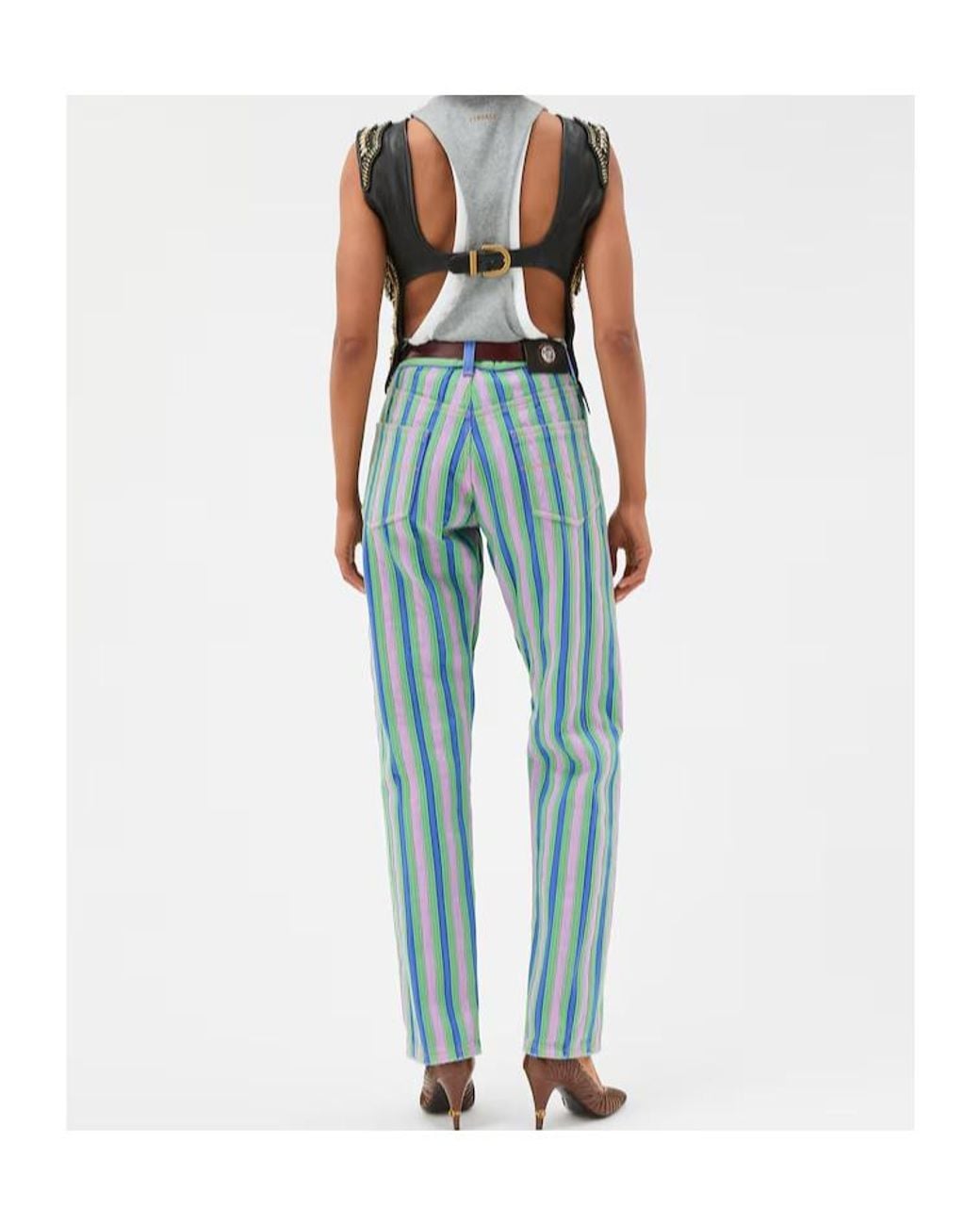 Versace Blue Striped Straight-Leg Jeans