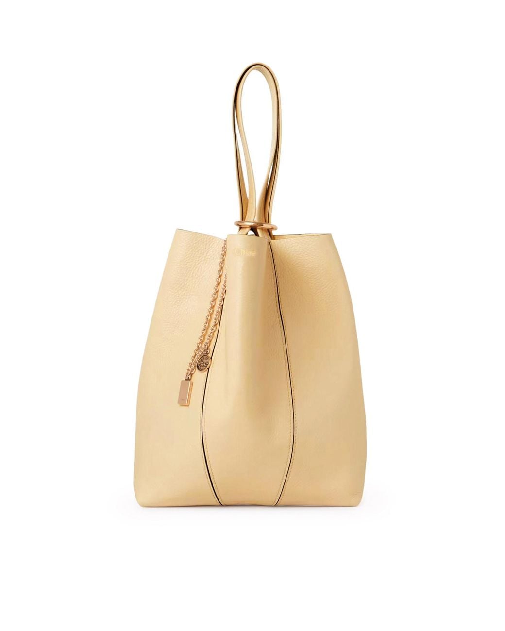 Chloé Natural Chloé Structured Charm Tote Bag