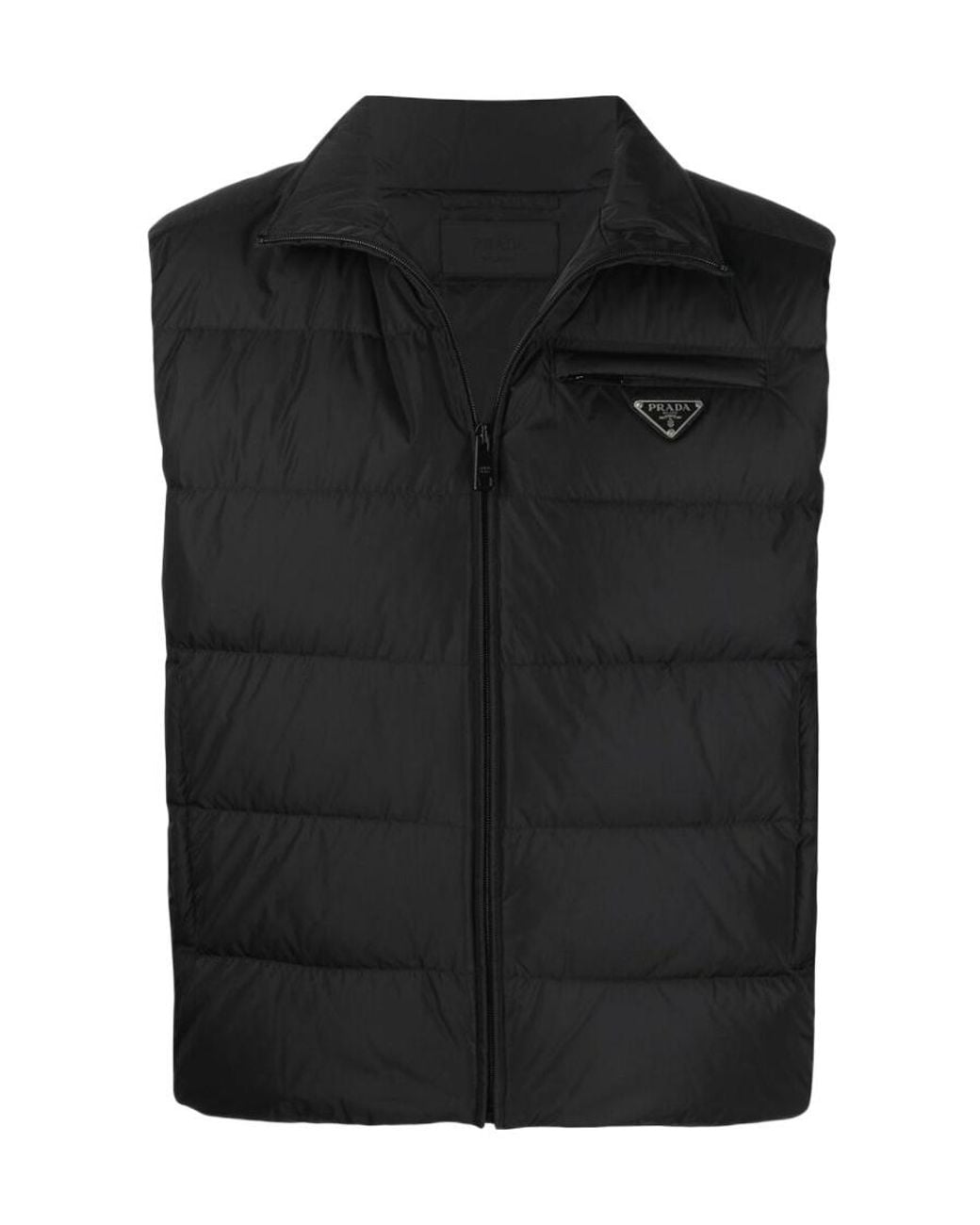 Prada Black Triangle-Logo Padded Gilet for men