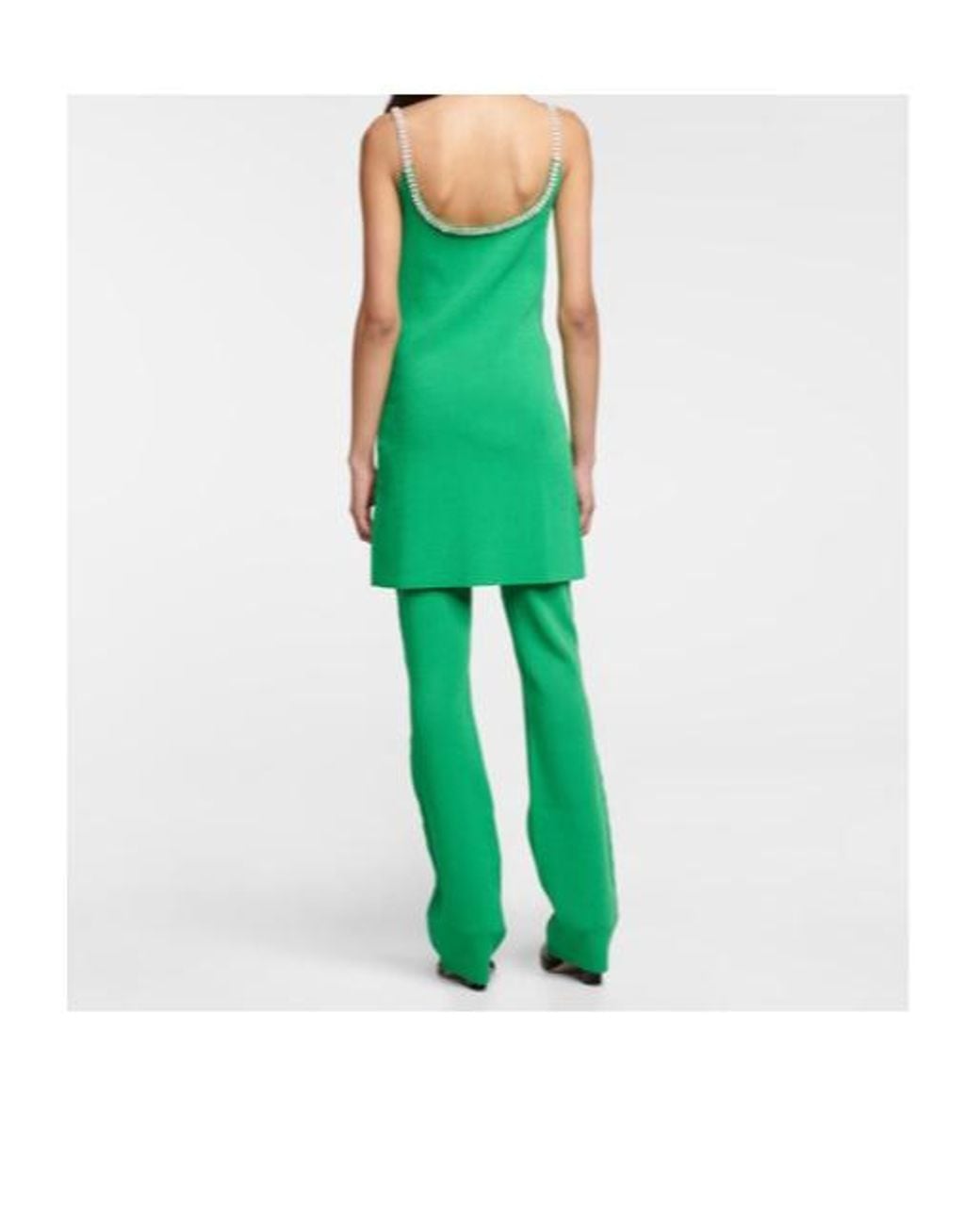 Rabanne Green Crystal-Embellished Knit Minidress