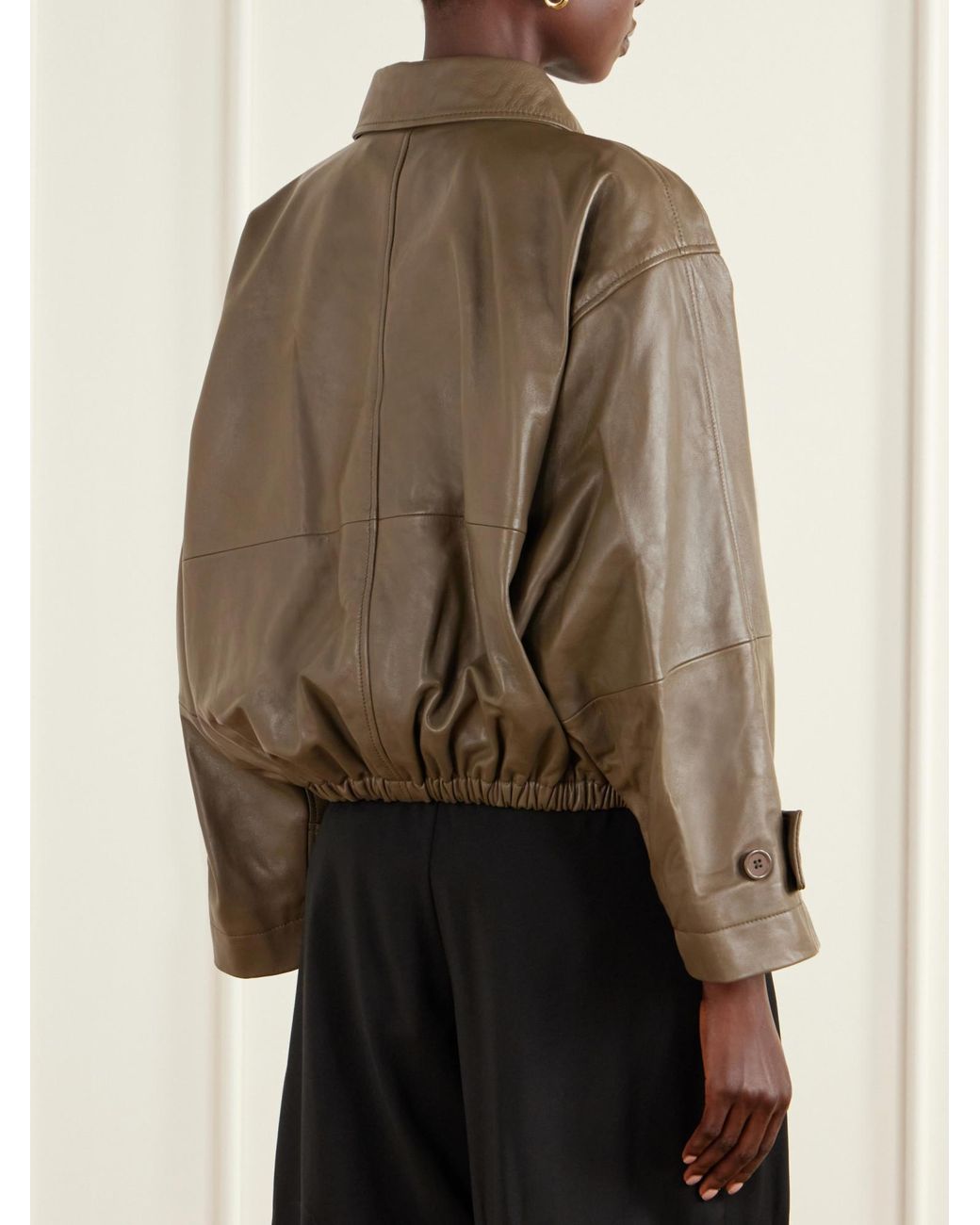 Rohe Green Gathered Leather Jacket