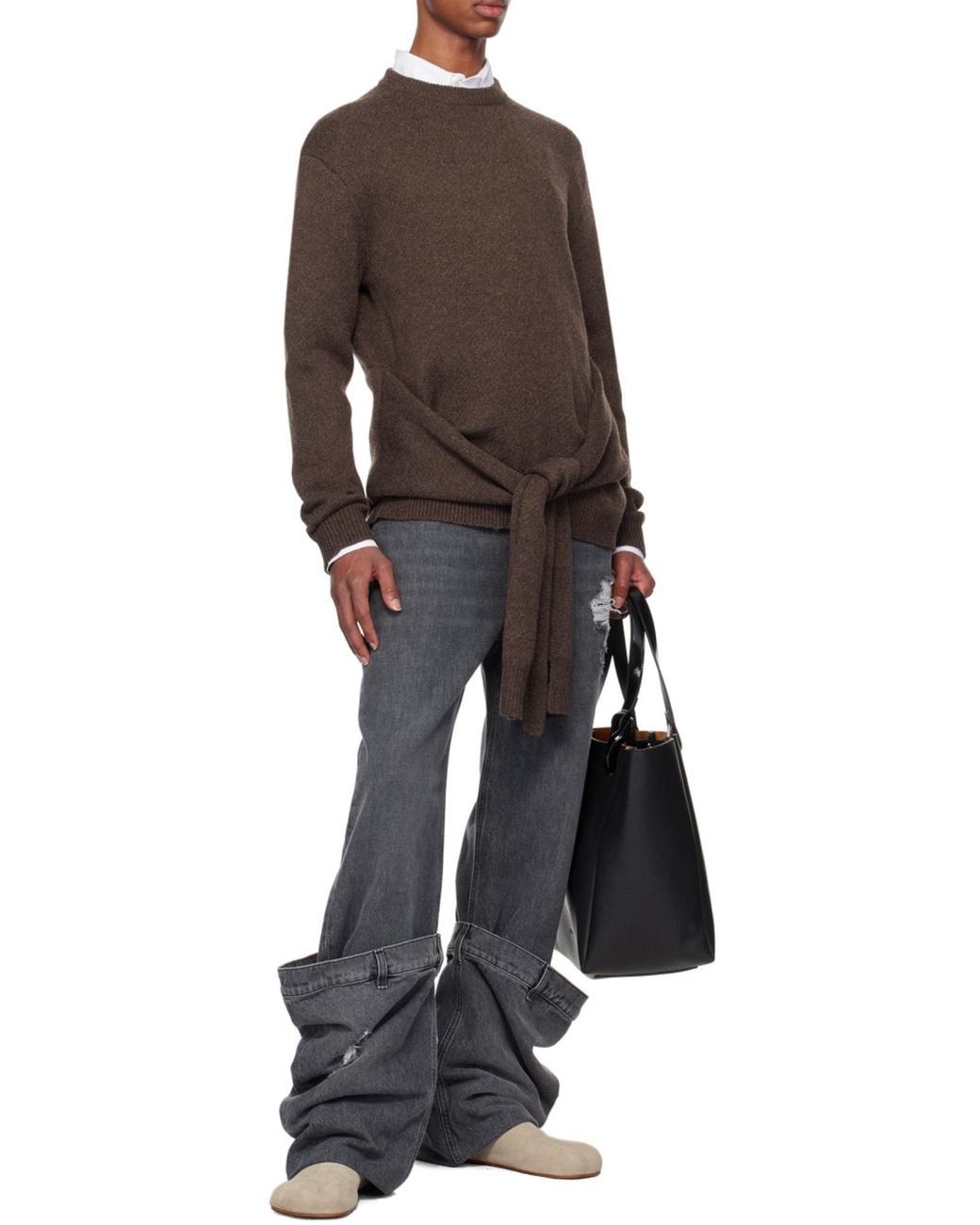 J.W. Anderson Brown Jw Anderson Draped-Tie Front Jumper