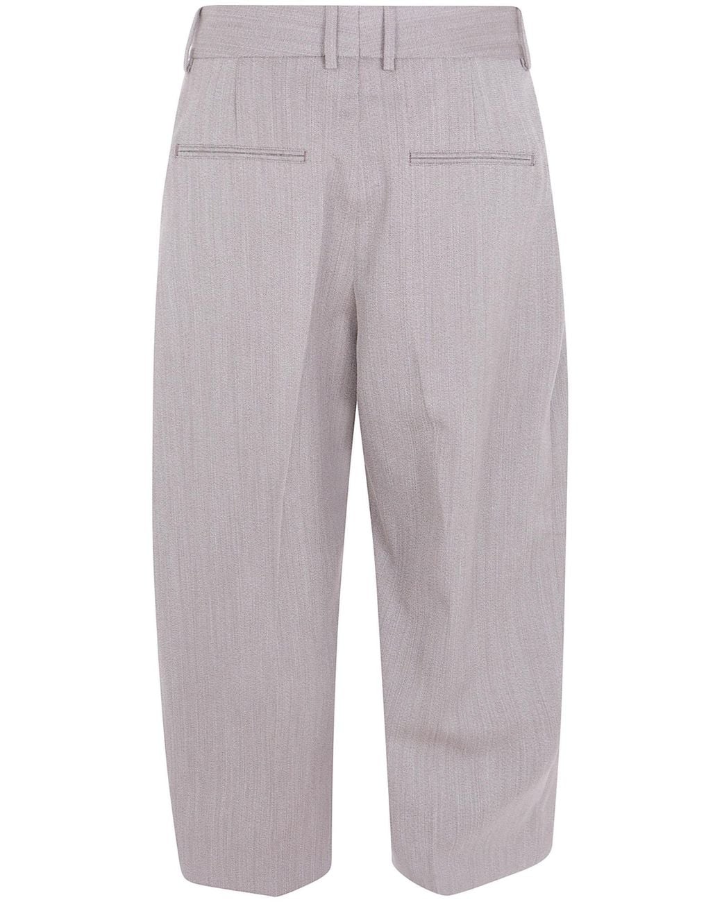 Studio Nicholson Gray Fume Pleated Wide-Leg Pants for men