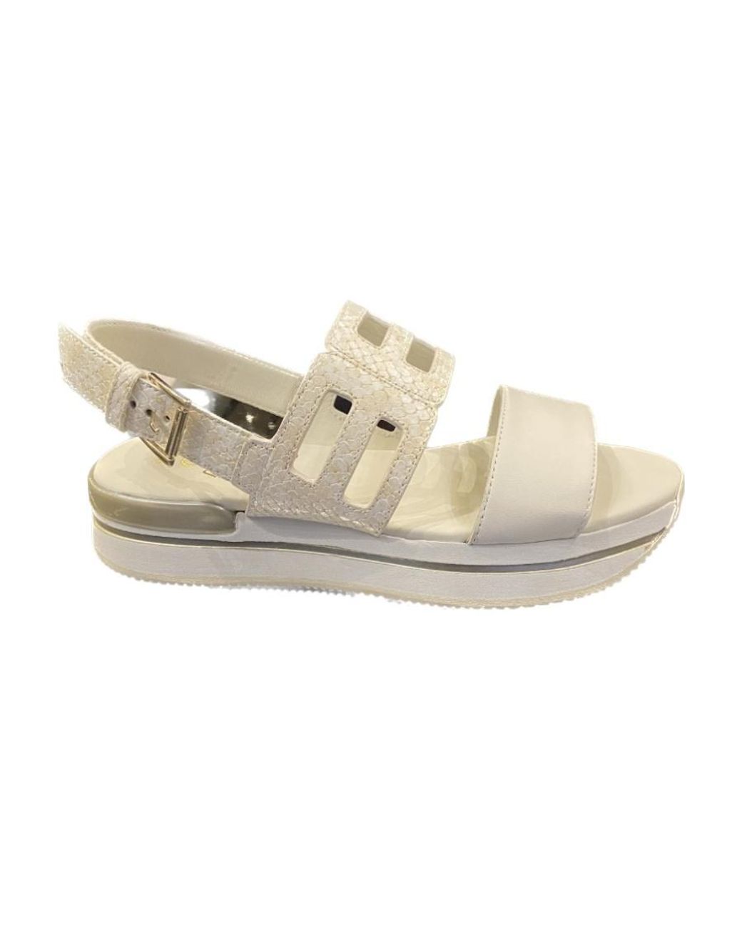 Hogan White Double-Strap Open-Toe Sandals