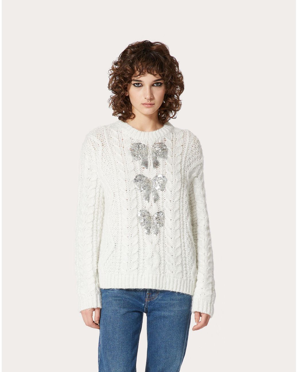 Valentino White Knitted Inlaid Pullover