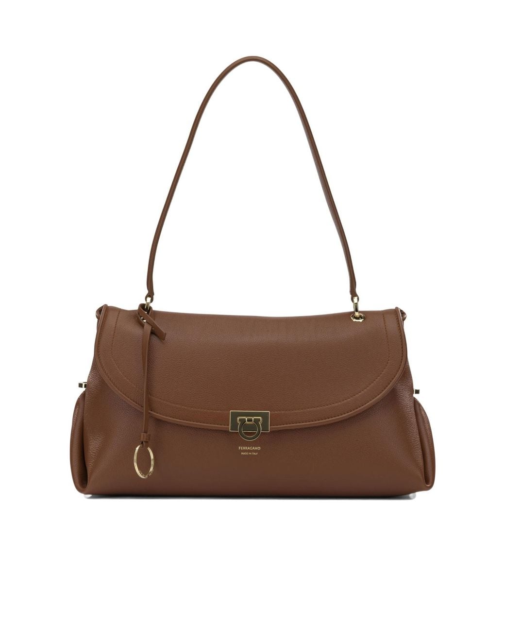 Ferragamo Brown Medium 'Gancini' Shoulder Bag