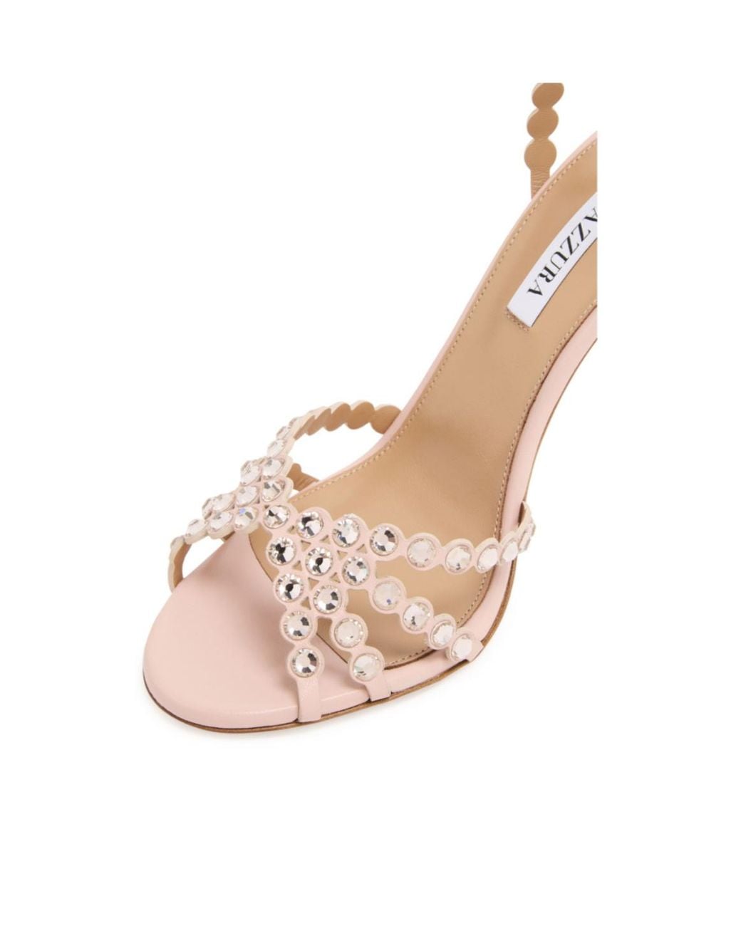 Aquazzura Pink High-Heel Sandals With Rhinestone Embellishments