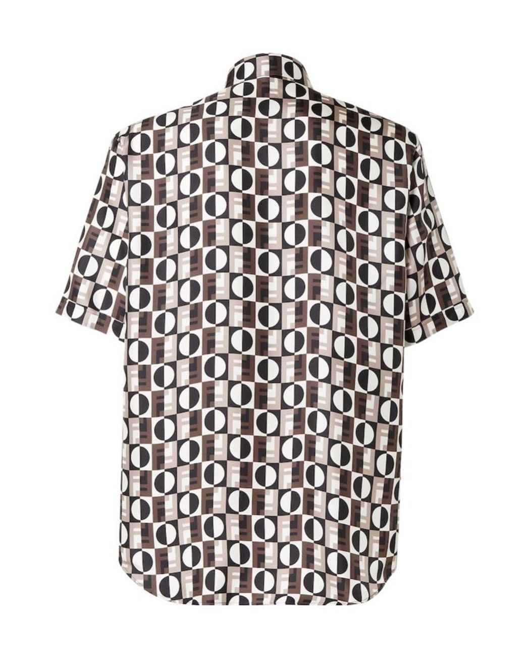 Fendi White All-Over Logo Printed Short Sleeved Shirt for men