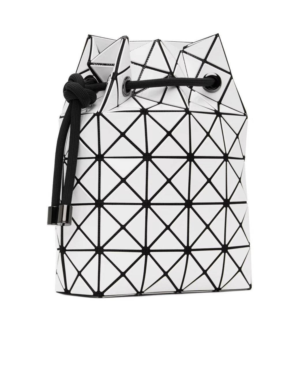 Issey Miyake White Geometric-Panelled Drawstring Bucket Bag for men
