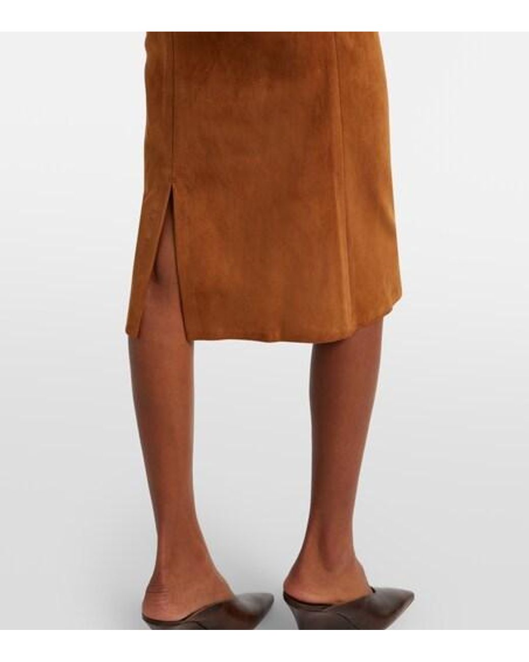 Stouls Brown Salma Ruched Suede Midi Dress