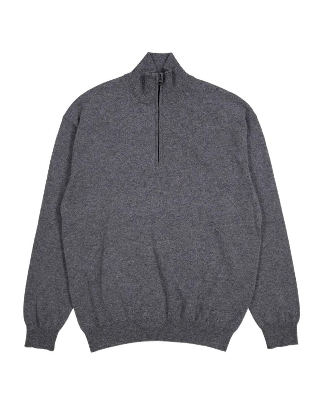 Lisa Yang Gray Quarter-Zip Knitted Sweater for men