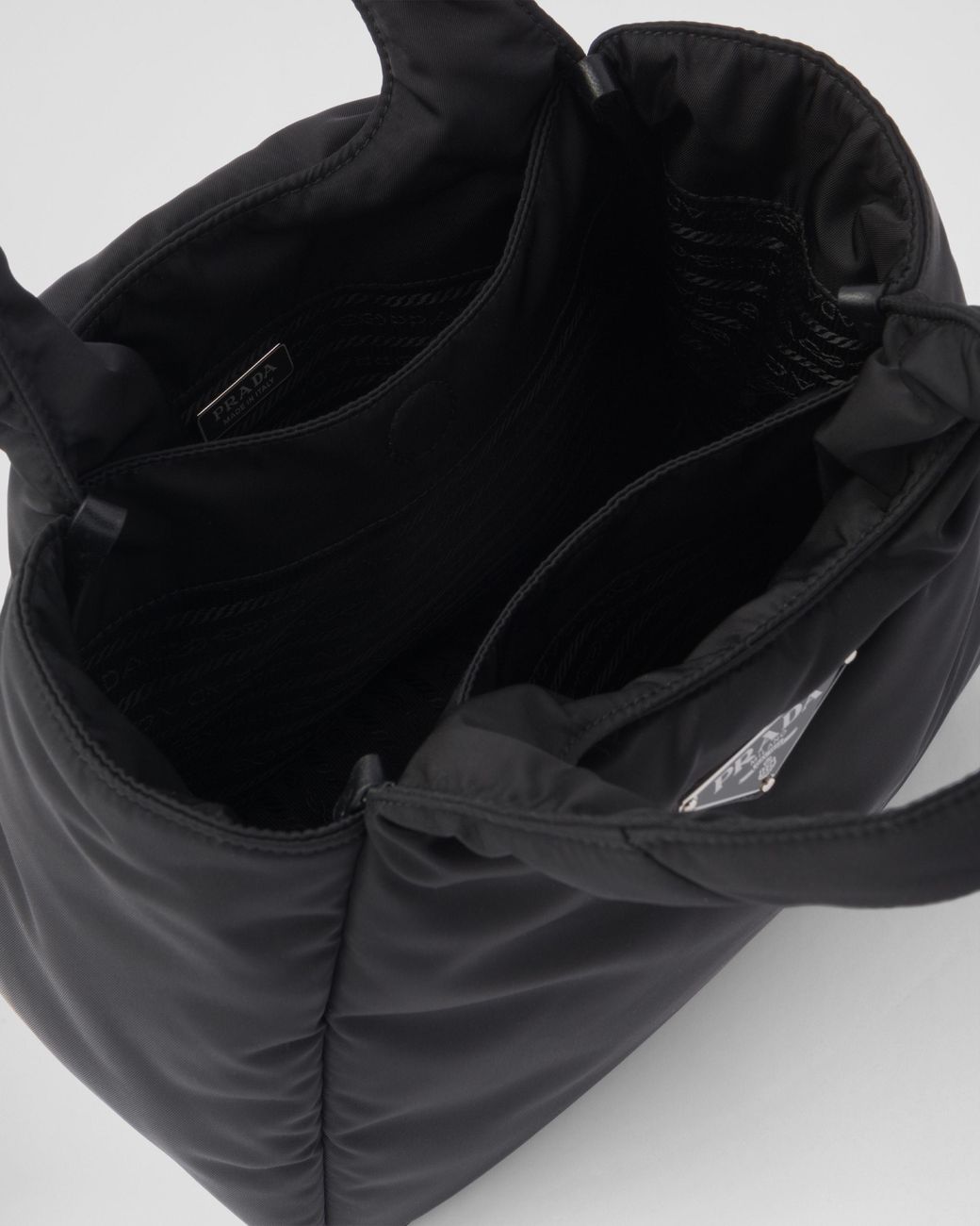 Prada Black Logo-Plaque Top Handle Bag