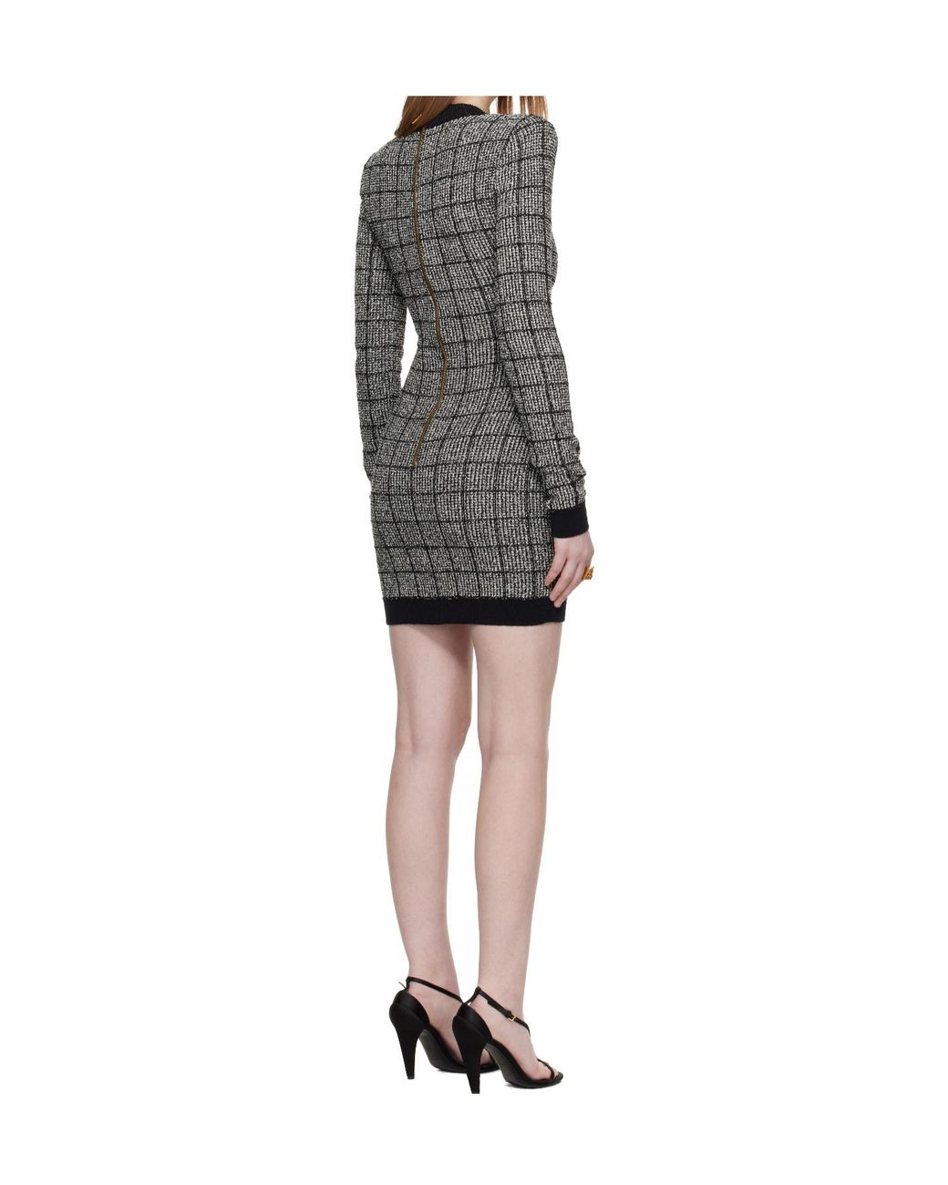chinese dress ladies Balmain Lace-up Long Sleeve Midi Sweater Dress – Runway Catalog
