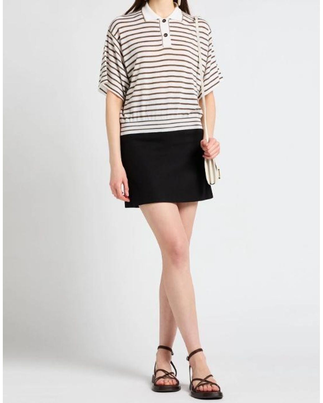 Brunello Cucinelli Gray Striped Sweater