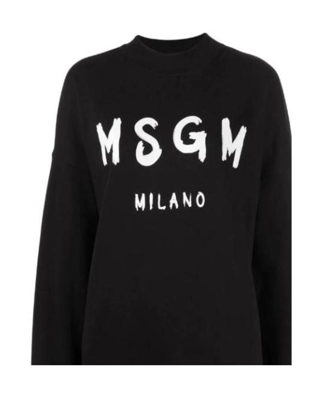 MSGM Black Logo Printed Dress