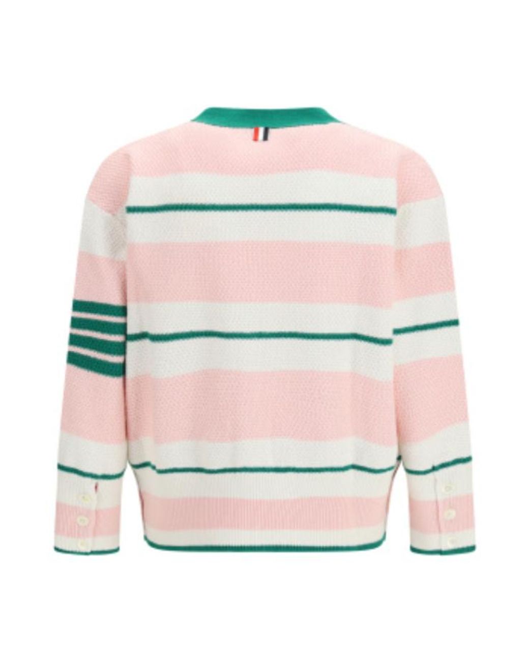 Thom Browne Green Striped Cardigan for men