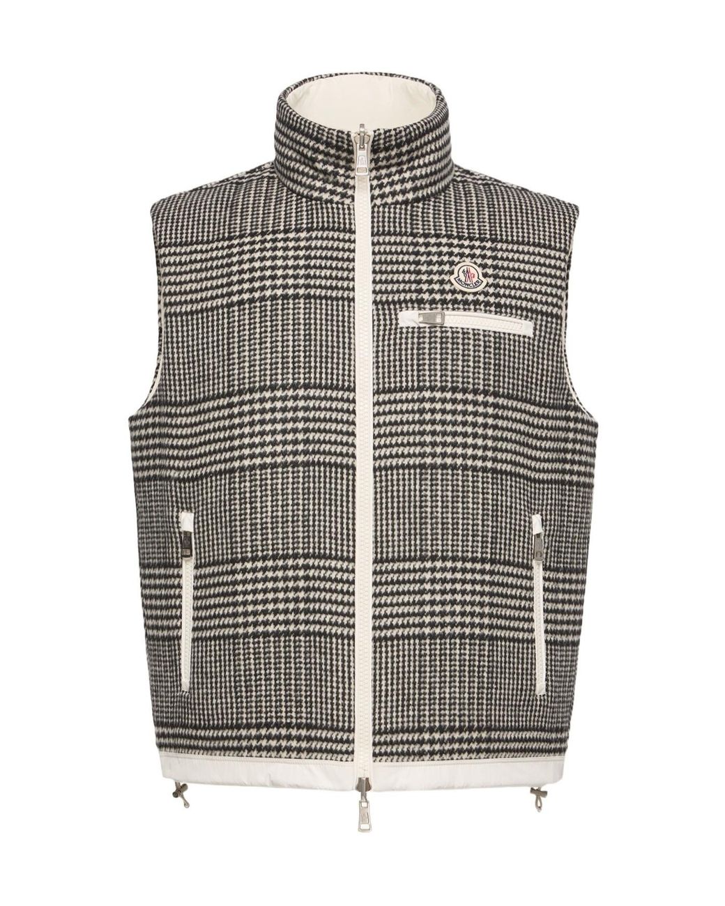 Moncler Gray Gienah Houndstooth Zip-Up Padded Vest for men