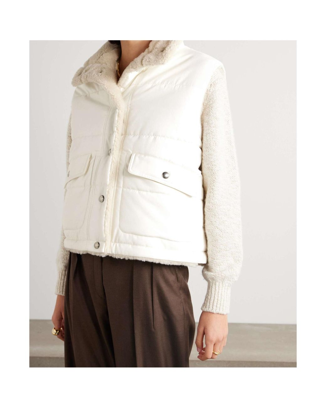 Loro Piana Natural Leone Quilted Shell Vest