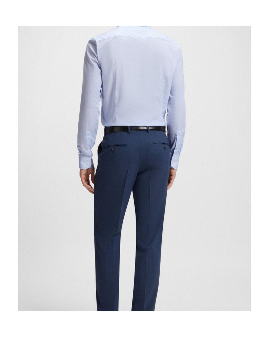 Boss Blue Striped Long-Sleeved Shirt for men
