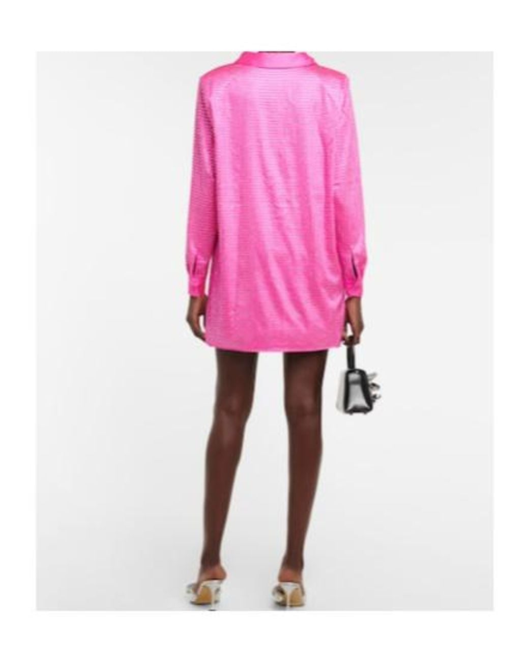 Self-Portrait Pink Crystal-Embellished Satin Shirt