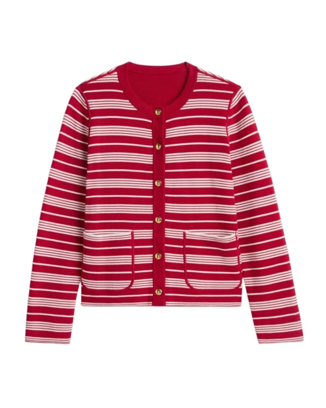 Tommy Hilfiger Red Reversible Horizontal-Stripe Cardigan