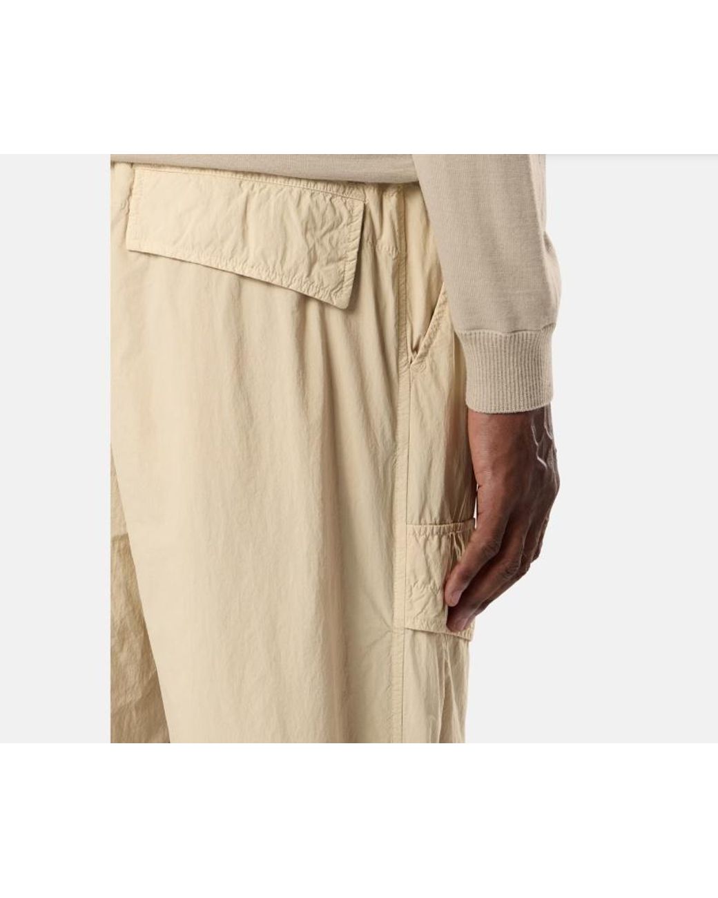 Stone Island Natural Loose-Fit Cargo Trousers With Snap Pockets for men