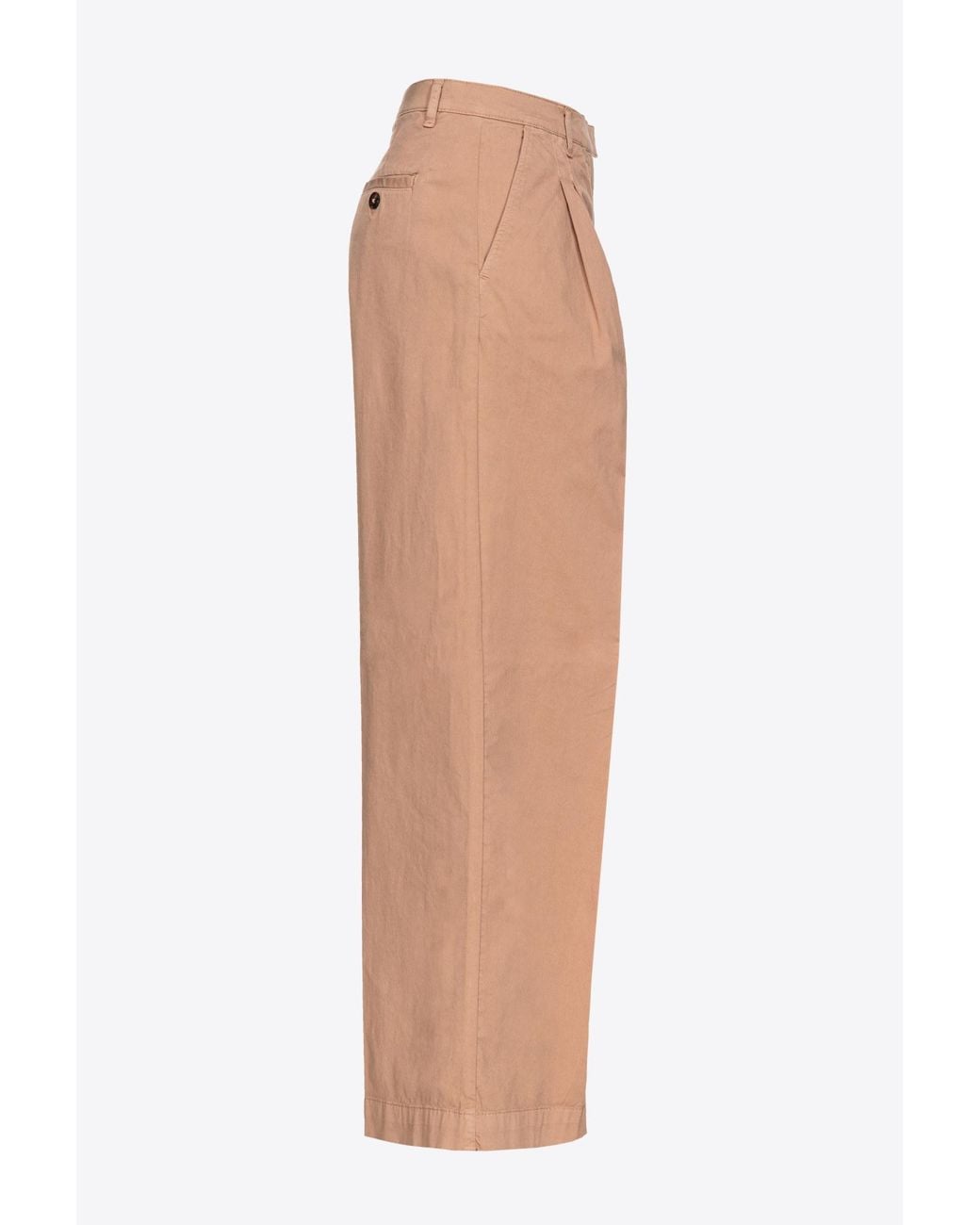 Pinko White Wide-Leg Cotton Trousers