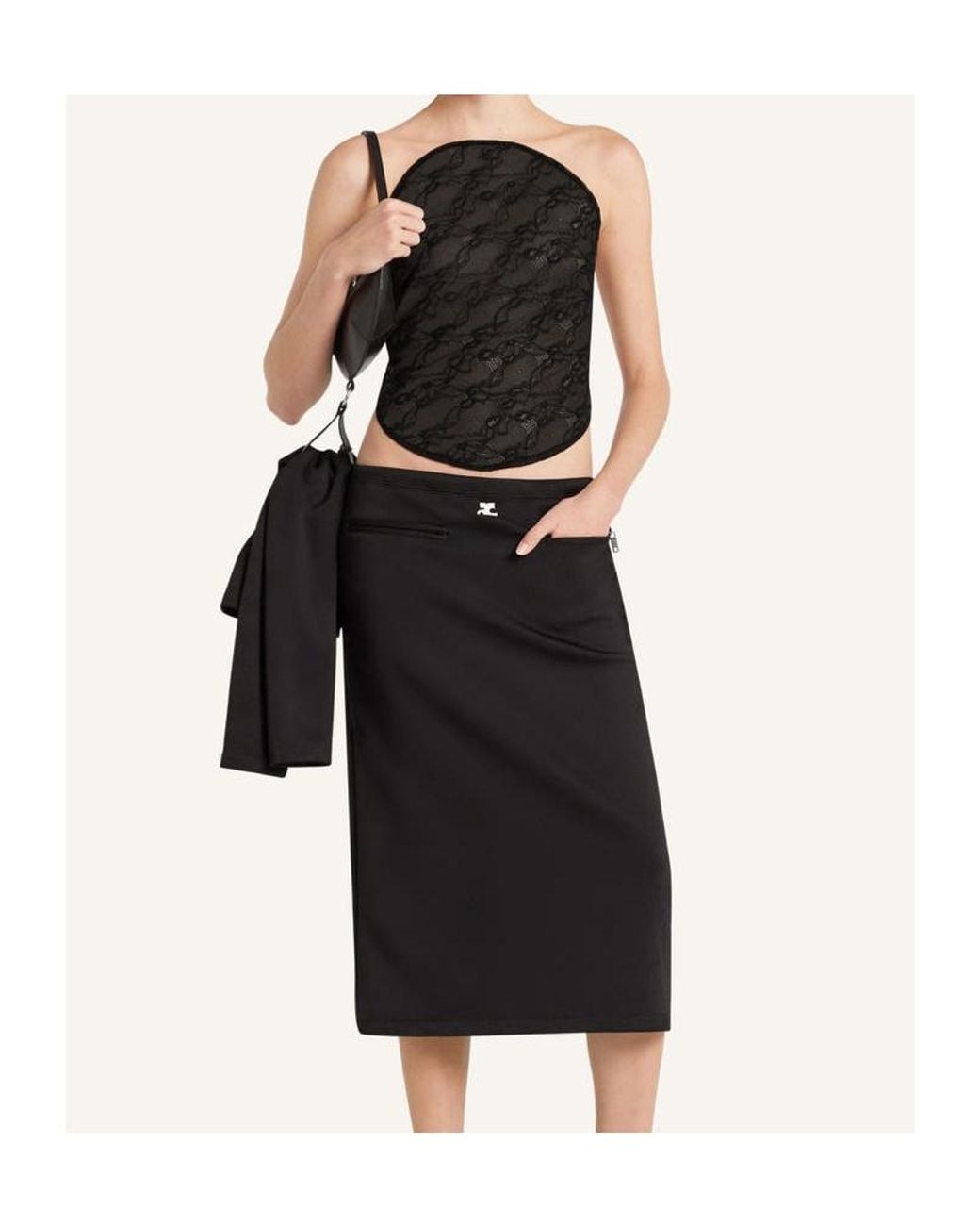 Courreges Black Mesh-Panel Bodysuit