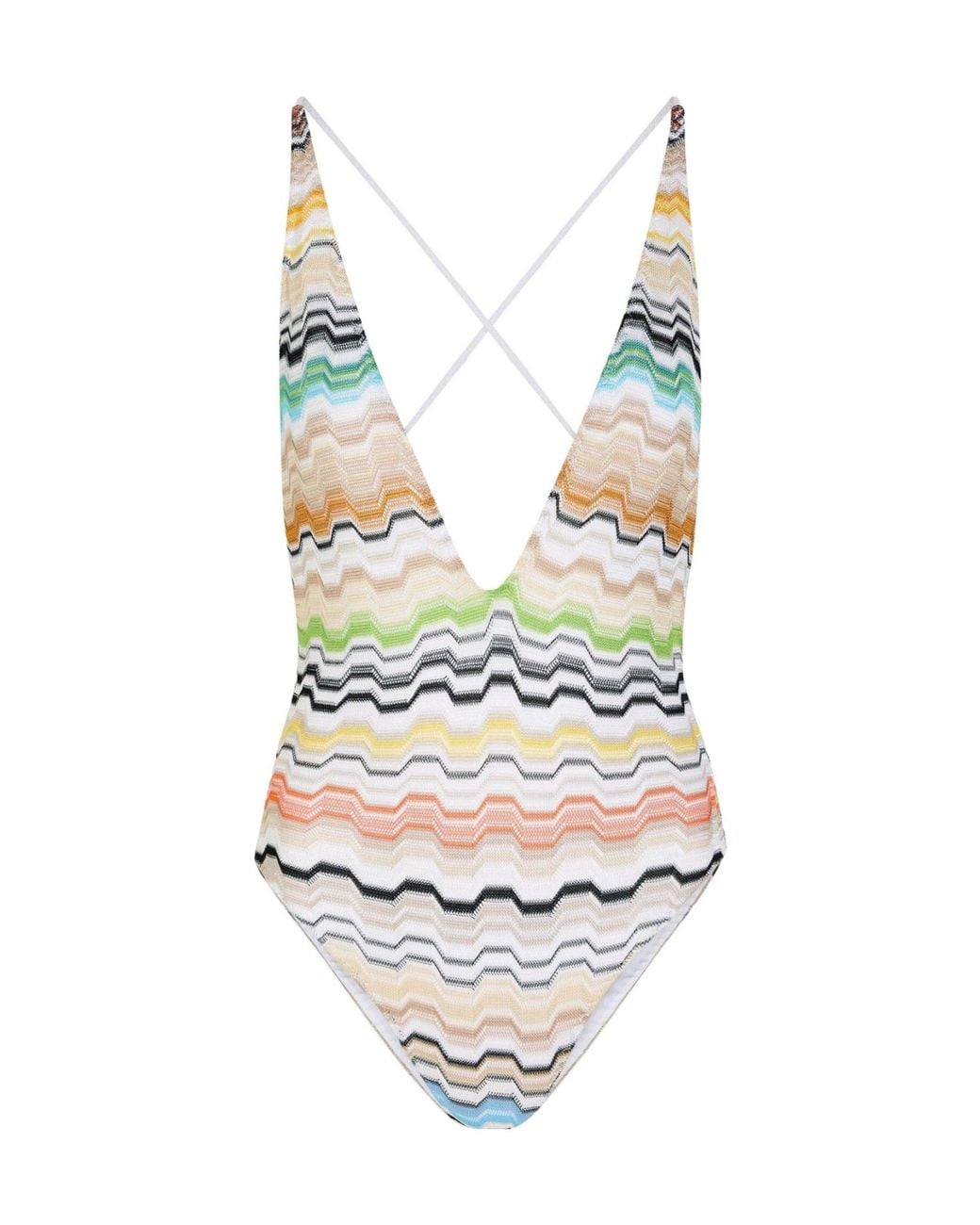 Missoni White V-Neck One-Piece Swimsuit