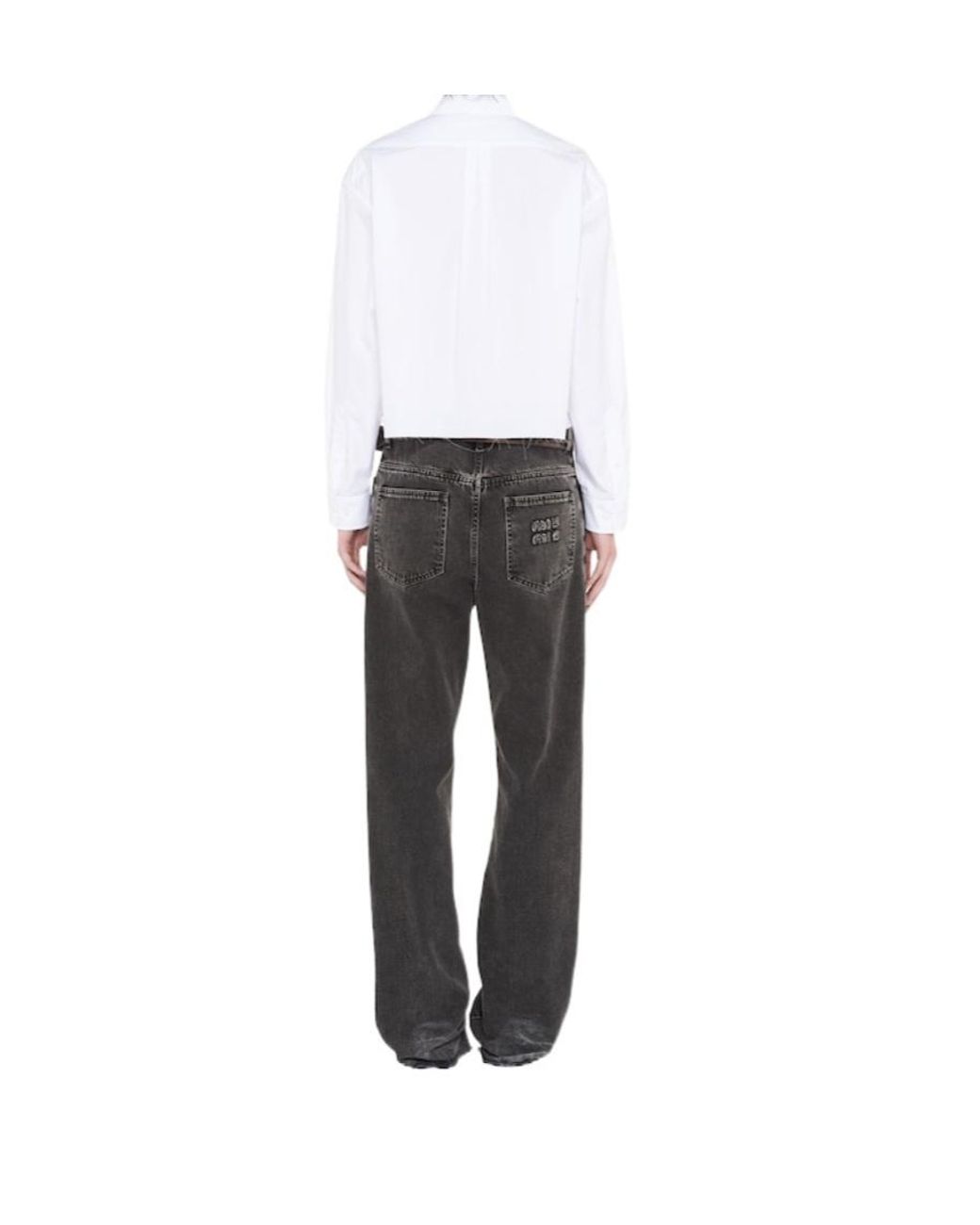 Miu Miu White Logo Cropped Shirt