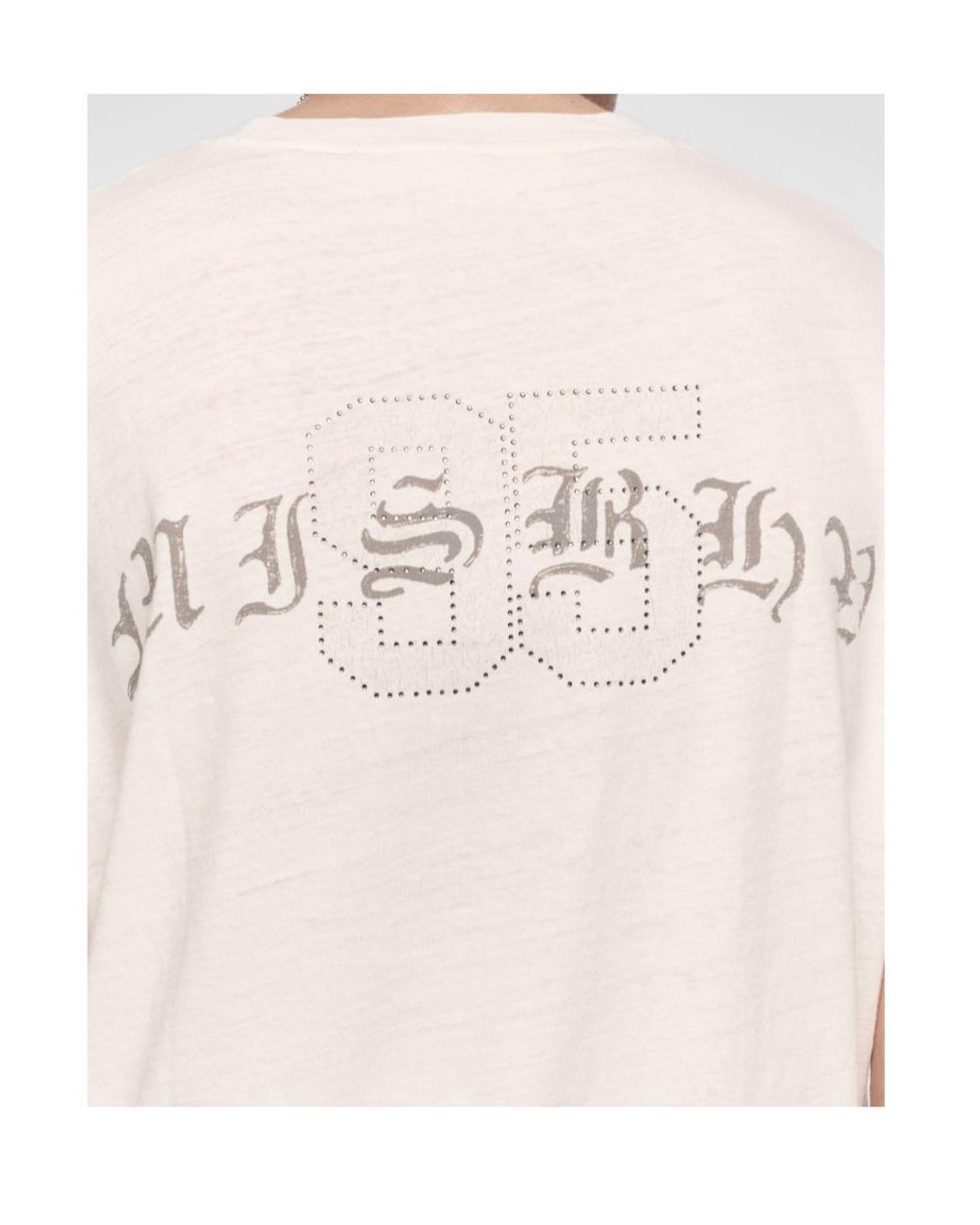 M I S B H V White Logo Print T-Shirt for men