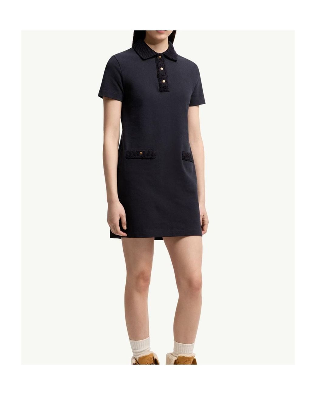 Moncler Blue Cotton Piquet Polo Mini Dress